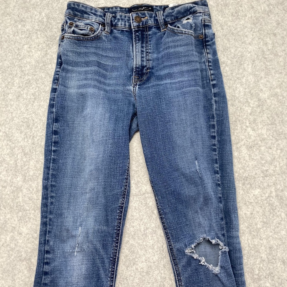 Lucky Brand Jeans Womens 4/27 (26x27) Blue Skinny Mid Rise Distressed Stretch